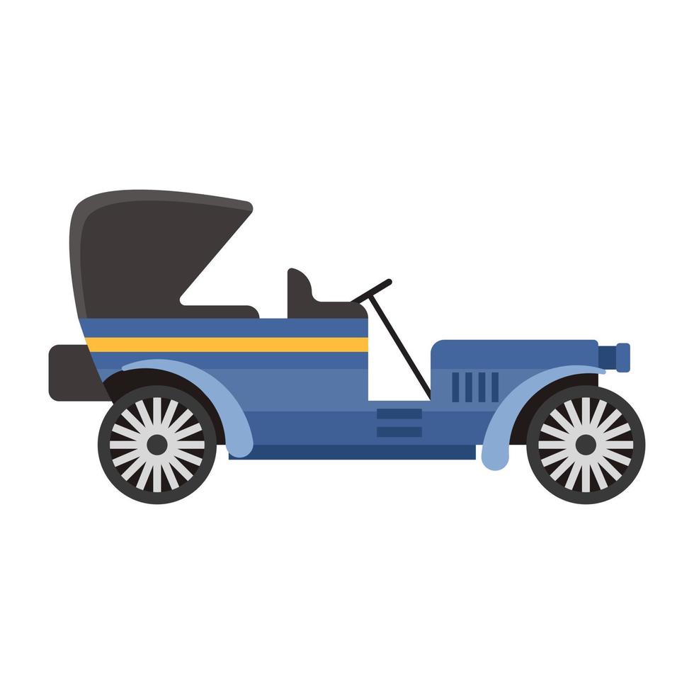 Vintage car icon of flat style, retro transport vector