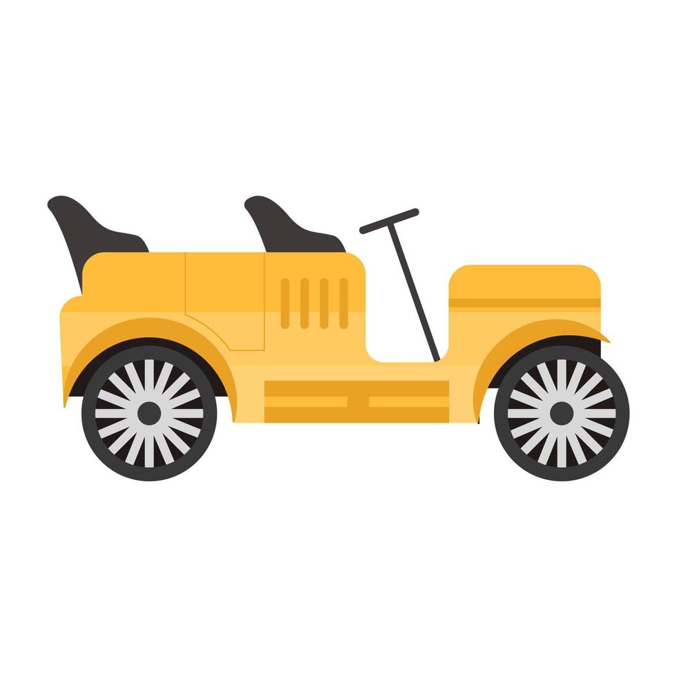 Vintage car icon of flat style, retro transport vector