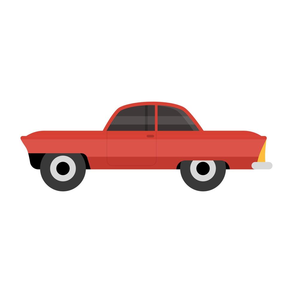 Vintage car icon of flat style, retro transport vector