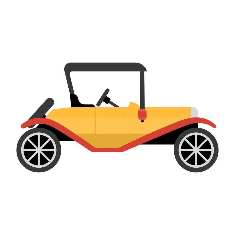 icono de coche antiguo de estilo plano, transporte retro vector