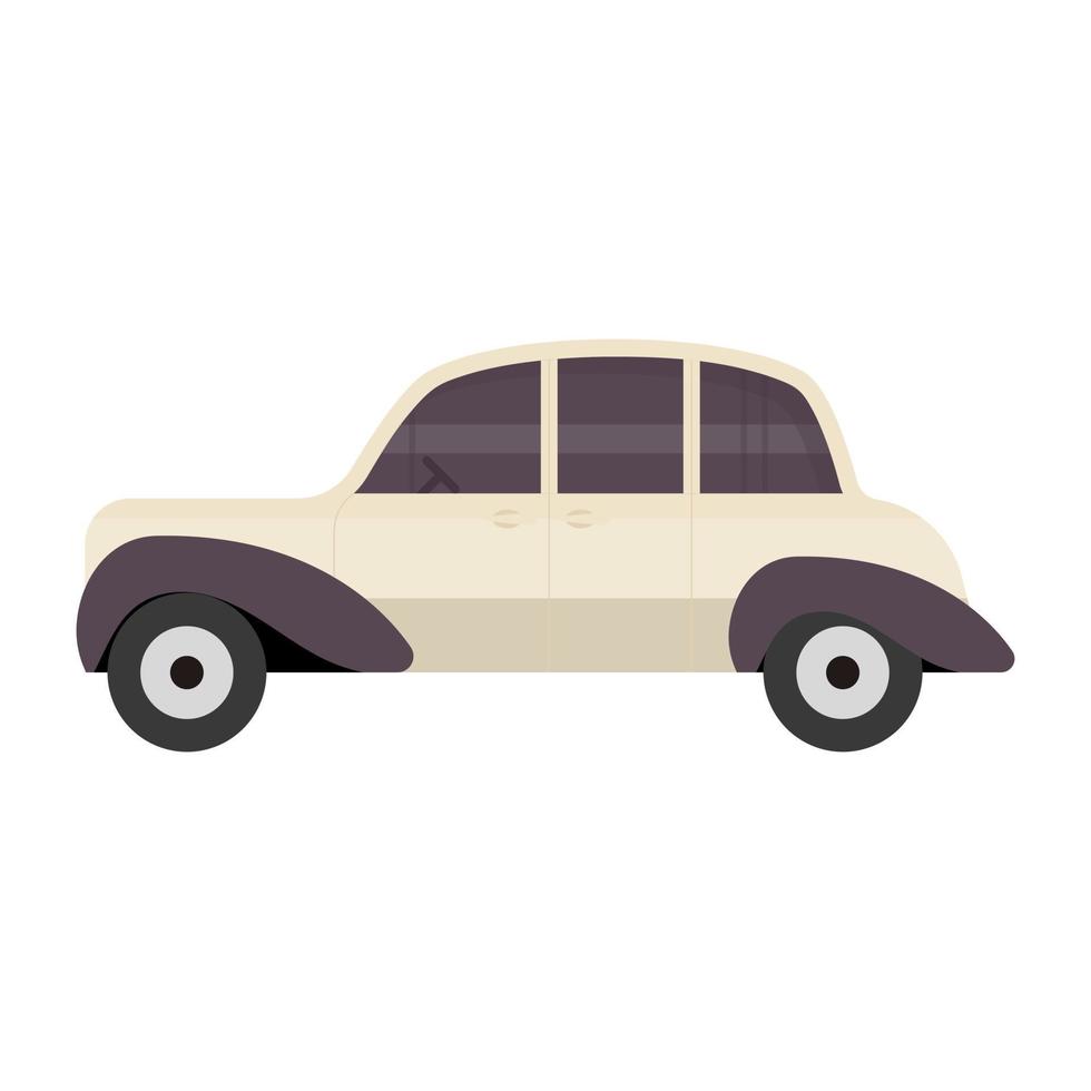 Vintage car icon of flat style, retro transport vector