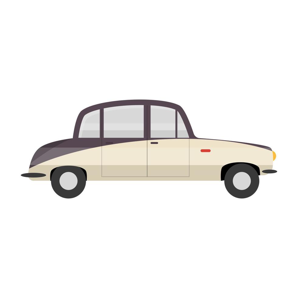 Vintage car icon of flat style, retro transport vector