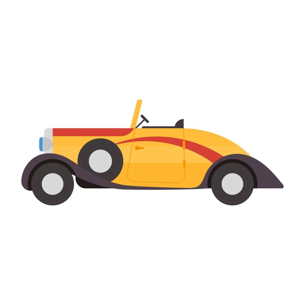 Vintage car icon of flat style, retro transport vector