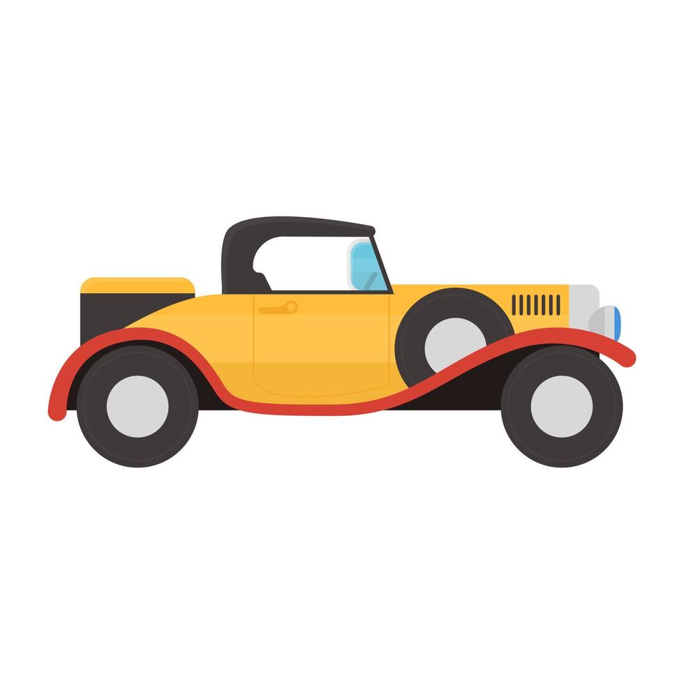 Vintage automobile icon of flat style, retro transport vector