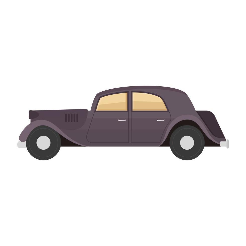 Vintage automobile icon of flat style, retro transport vector