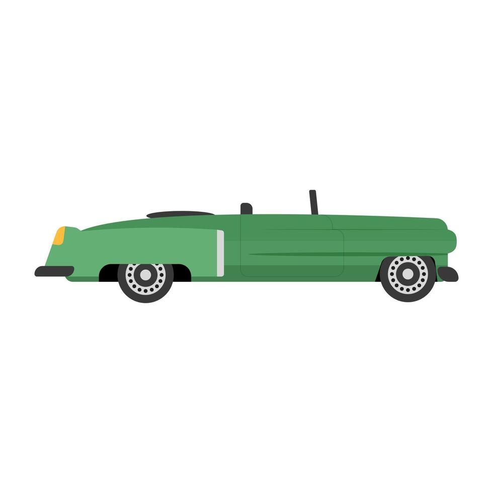 Vintage automobile icon of flat style, retro transport vector