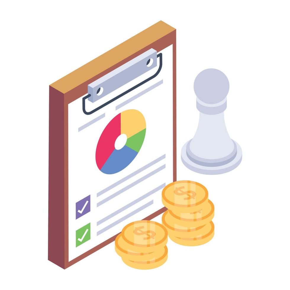 Business report isometric trendy design icon vector