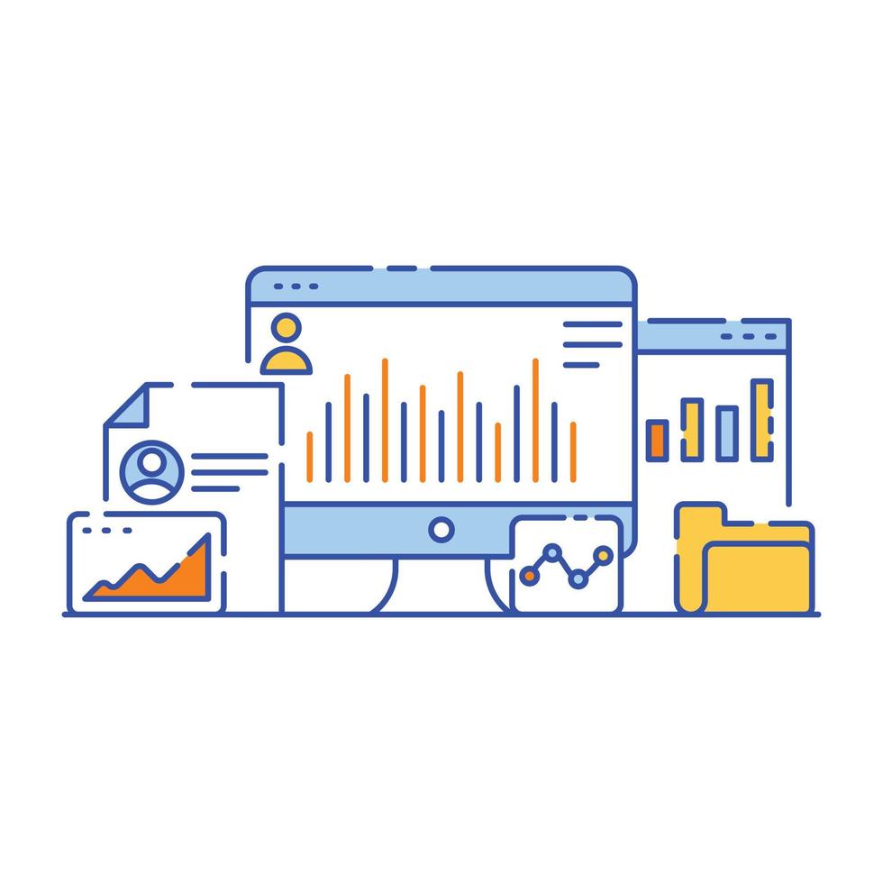 Big data analysis flat style illustration design vector