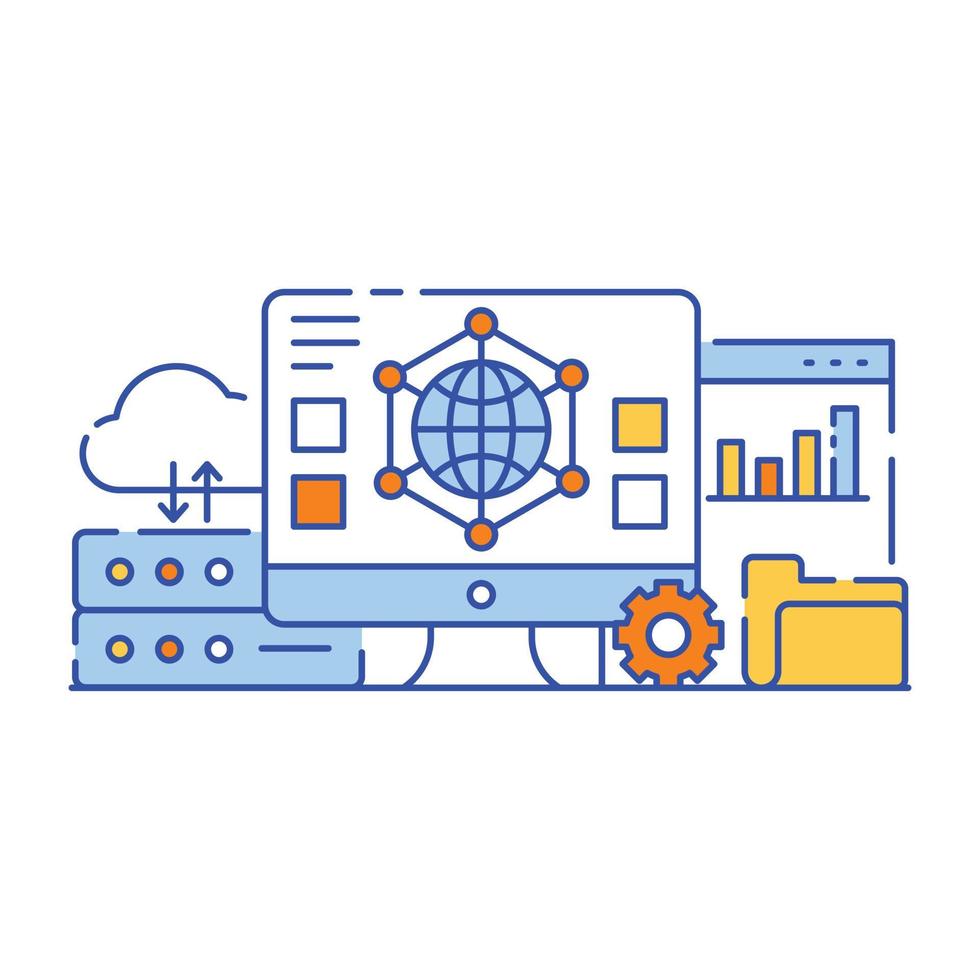 Big data analysis flat style illustration design vector