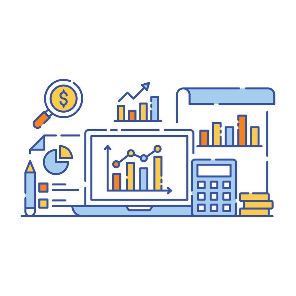 Big data analysis flat style illustration design vector