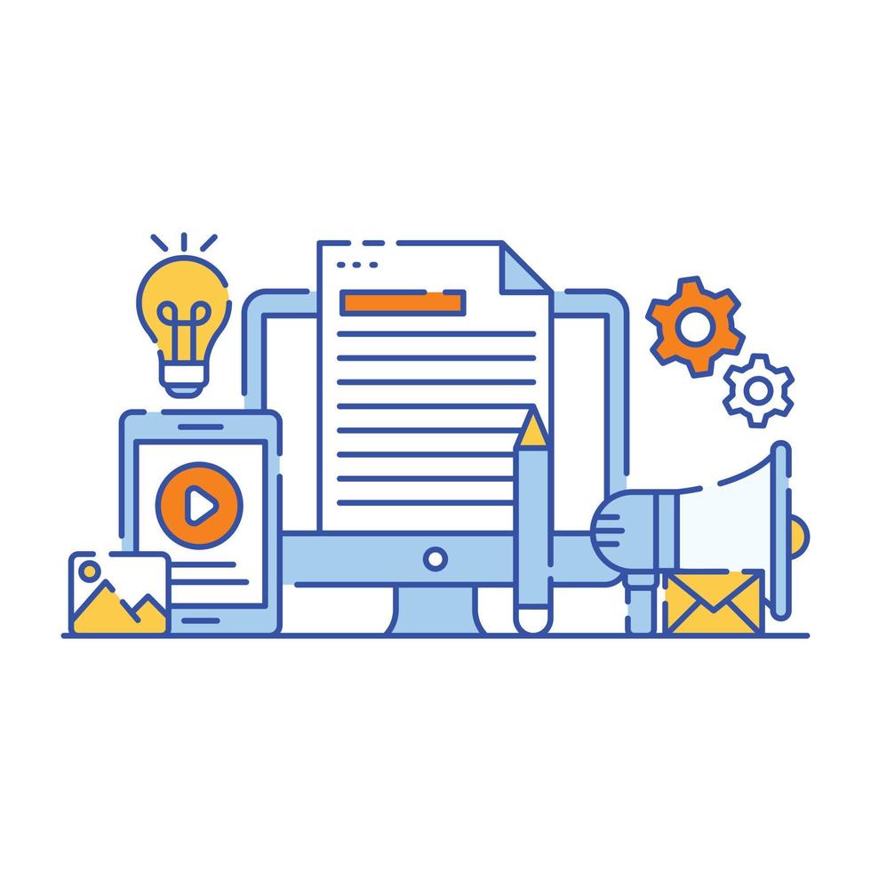 Big data analysis flat style illustration design vector