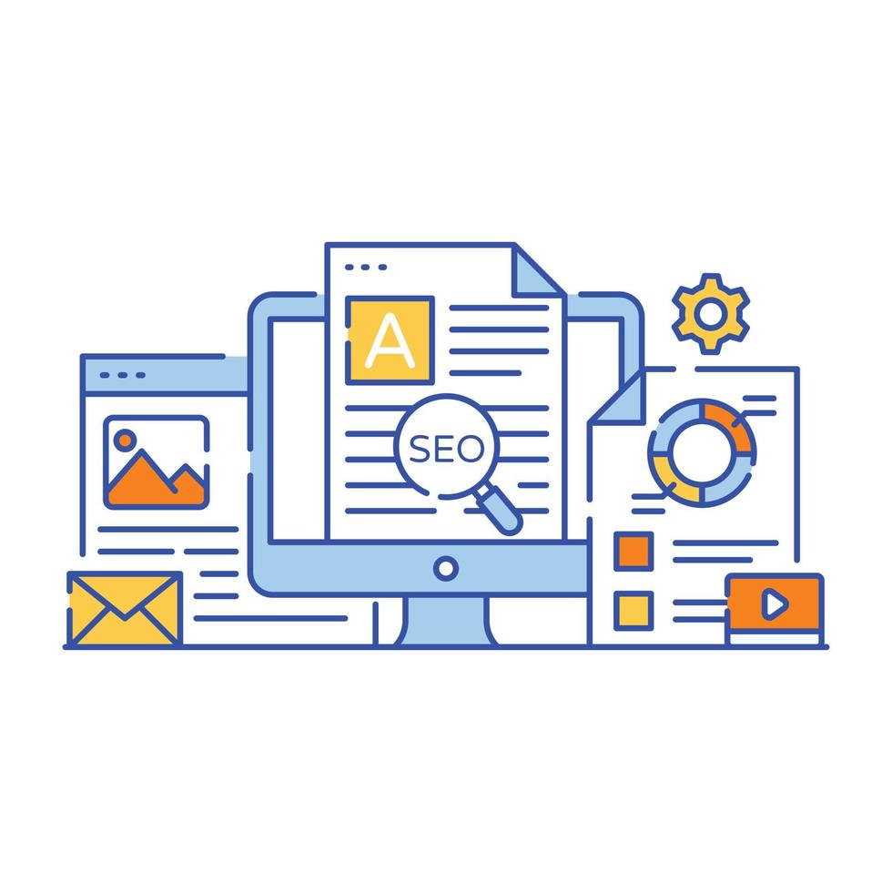 Business data analysis flat style illustration, graphical representation vector