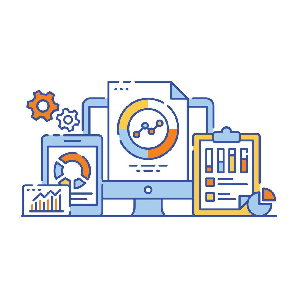 Big data analysis flat style illustration design vector