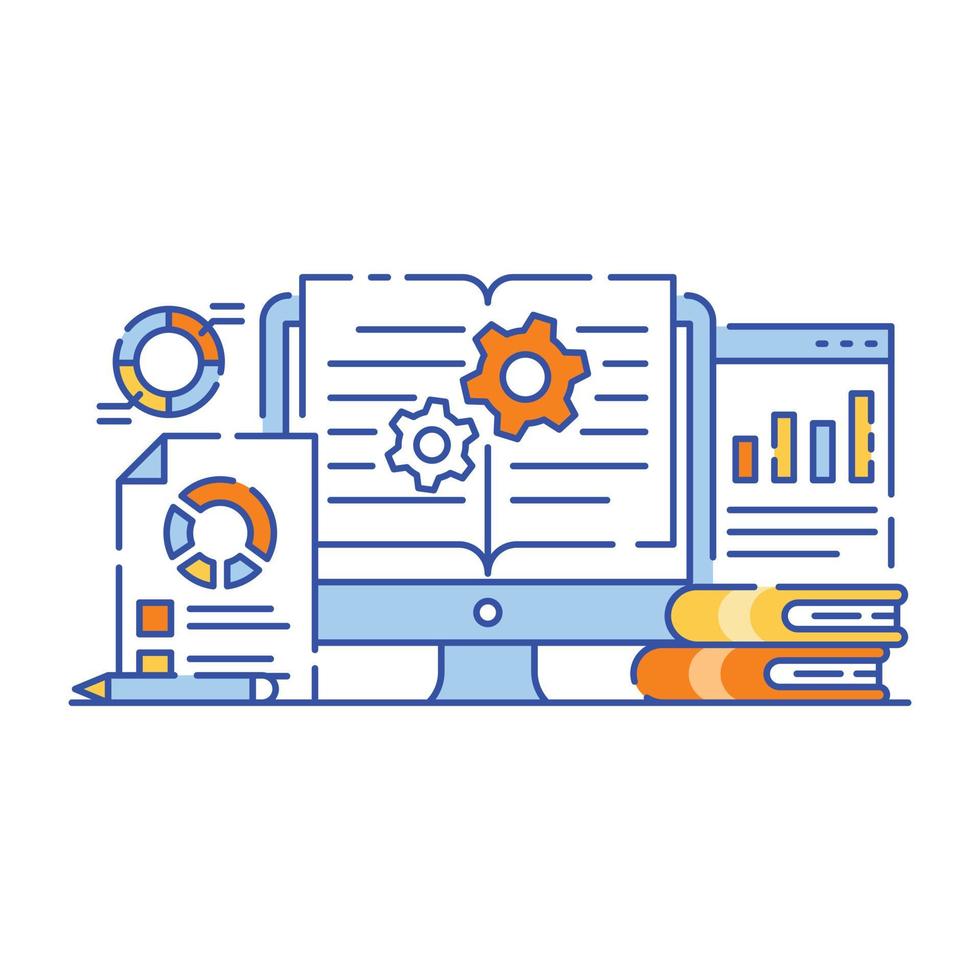 Big data analysis flat style illustration design vector
