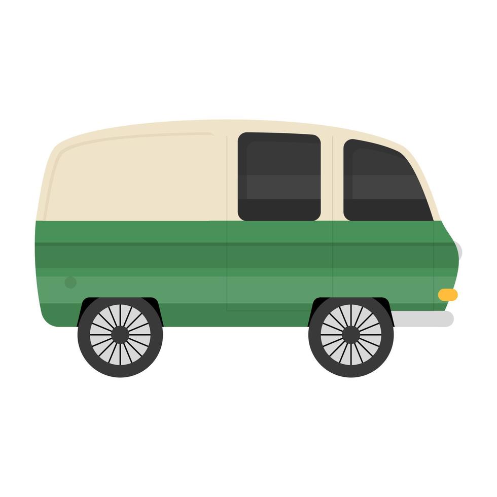 Vintage automobile icon of flat style, retro transport vector