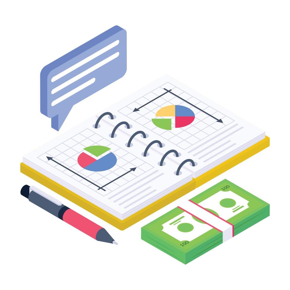 Productivity report isometric icon, business efficiency vector