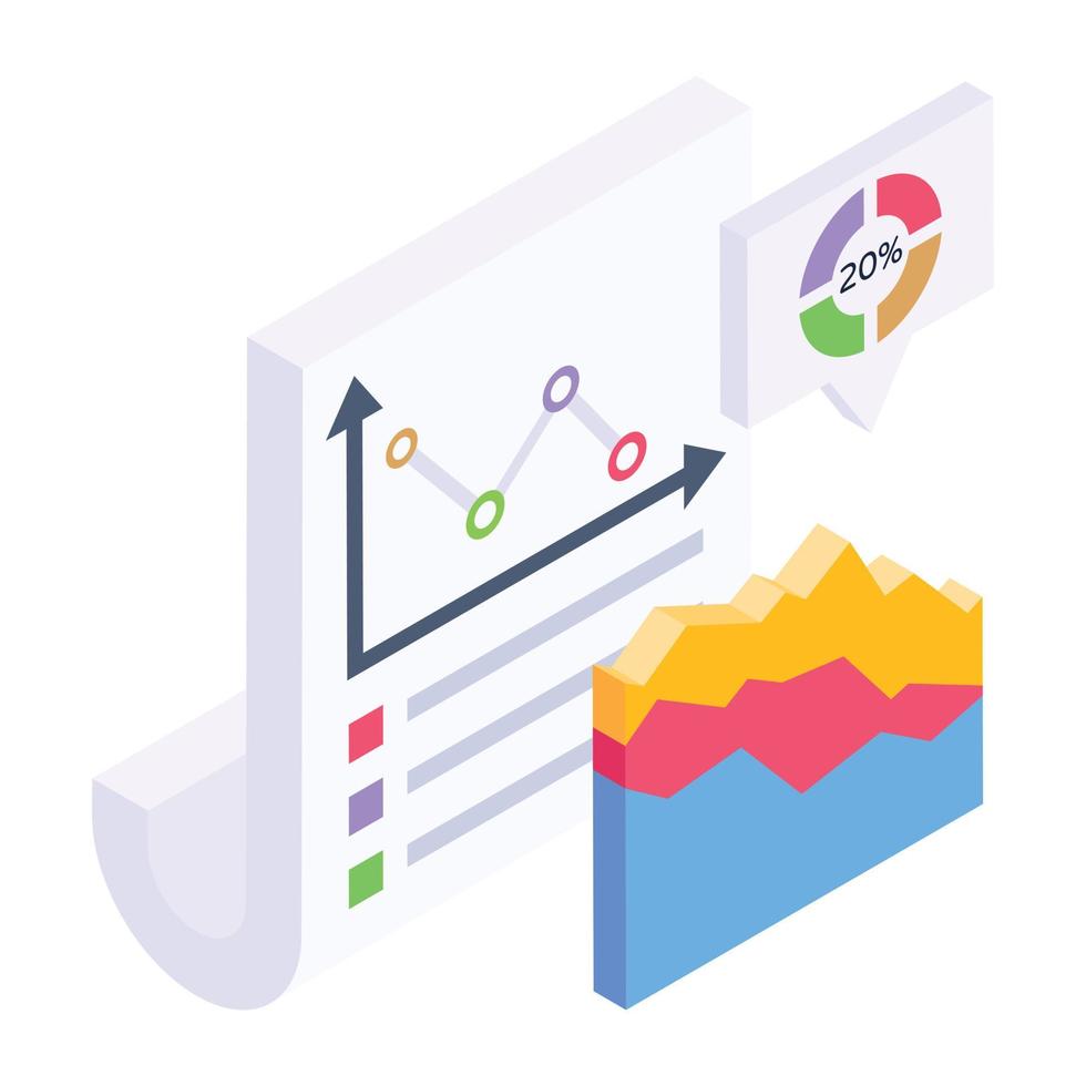Productivity report isometric icon, business efficiency vector