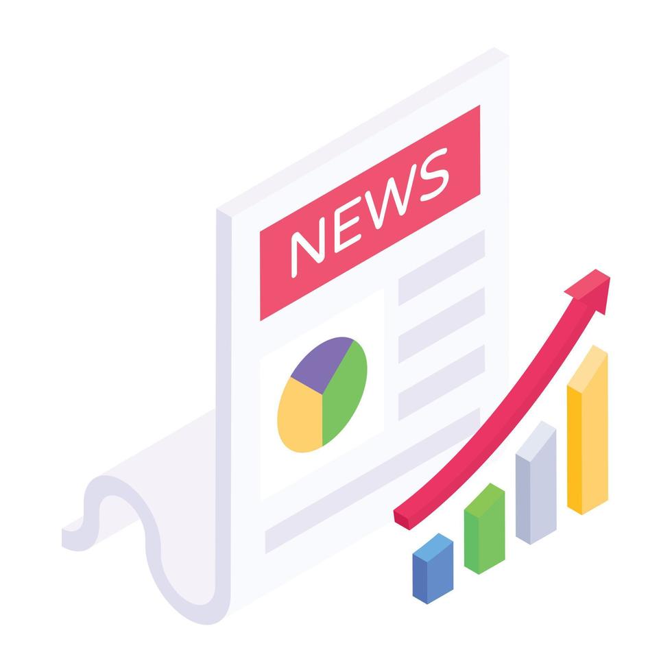 Productivity report isometric icon, business efficiency vector