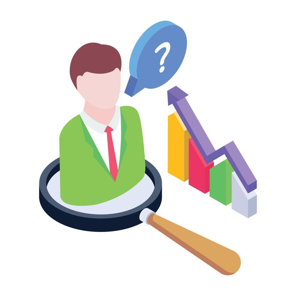 Business queries isometric icon, editable vector