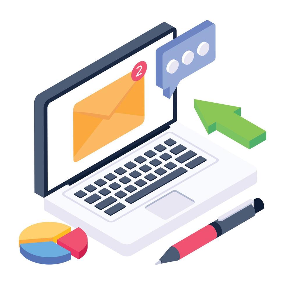 A web statistics icon in isometric design vector