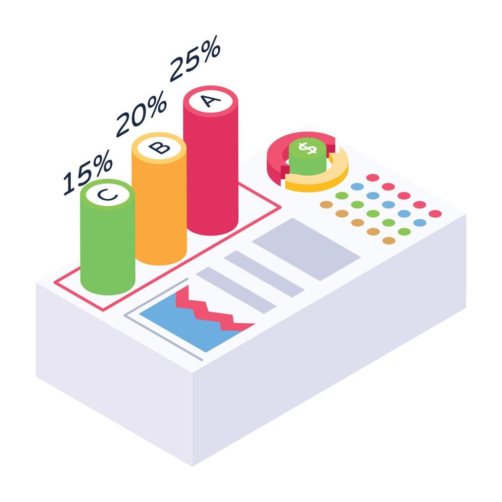 Icon of business documents stack in modern isometric design vector