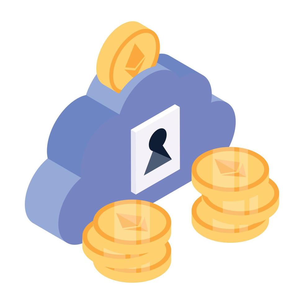 A cloud money isometric icon design vector