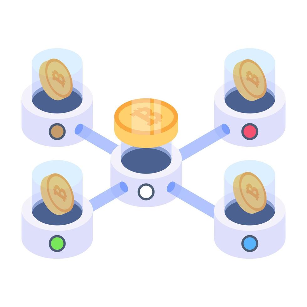 Blockchain network isometric style icon, editable vector