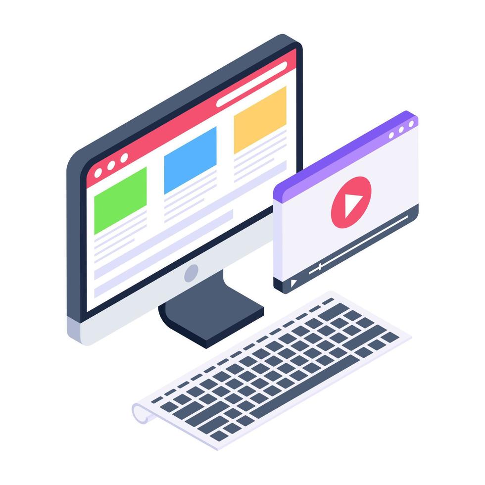 Connected devices in isometric design editable vector
