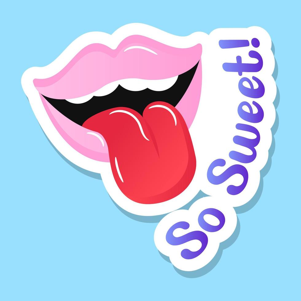 A tongue out sticker, flat vector