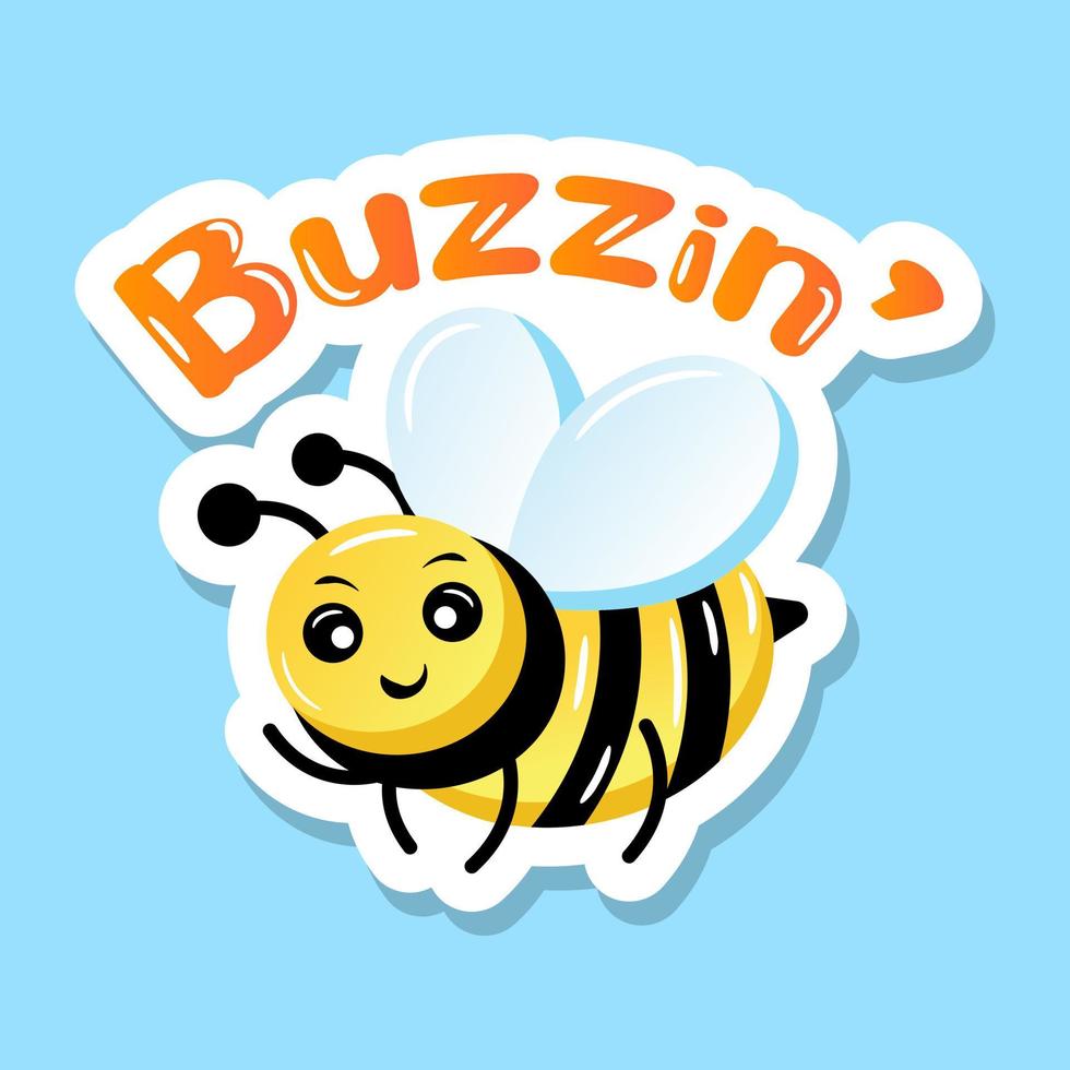 un lindo diseño de pegatina plana buzz bee vector