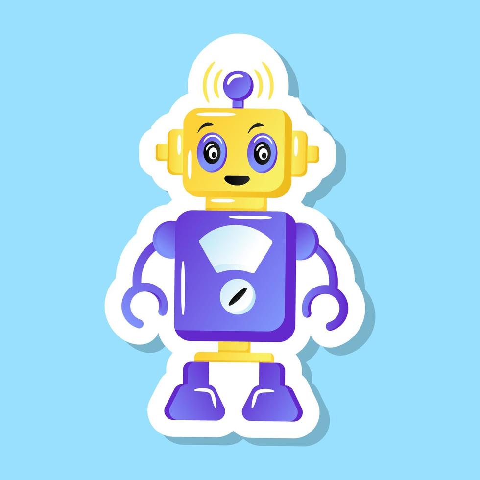 A cute robot flat sticker design vector