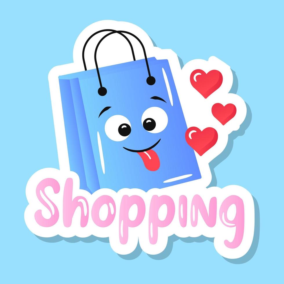 A happy shopping flat sticker vector
