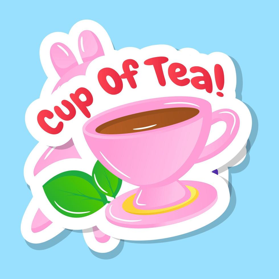 A flat teacup vector, printable sticker vector