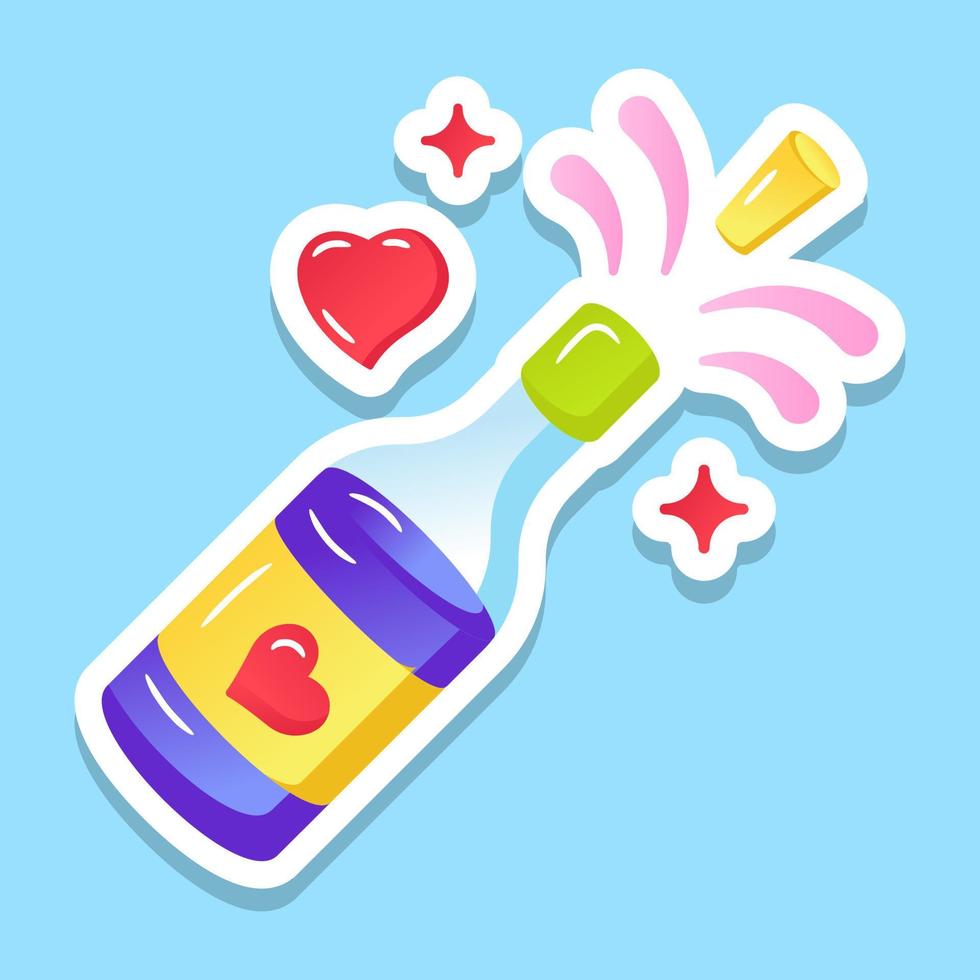 Popping cork ivector design, champaign flat vector style