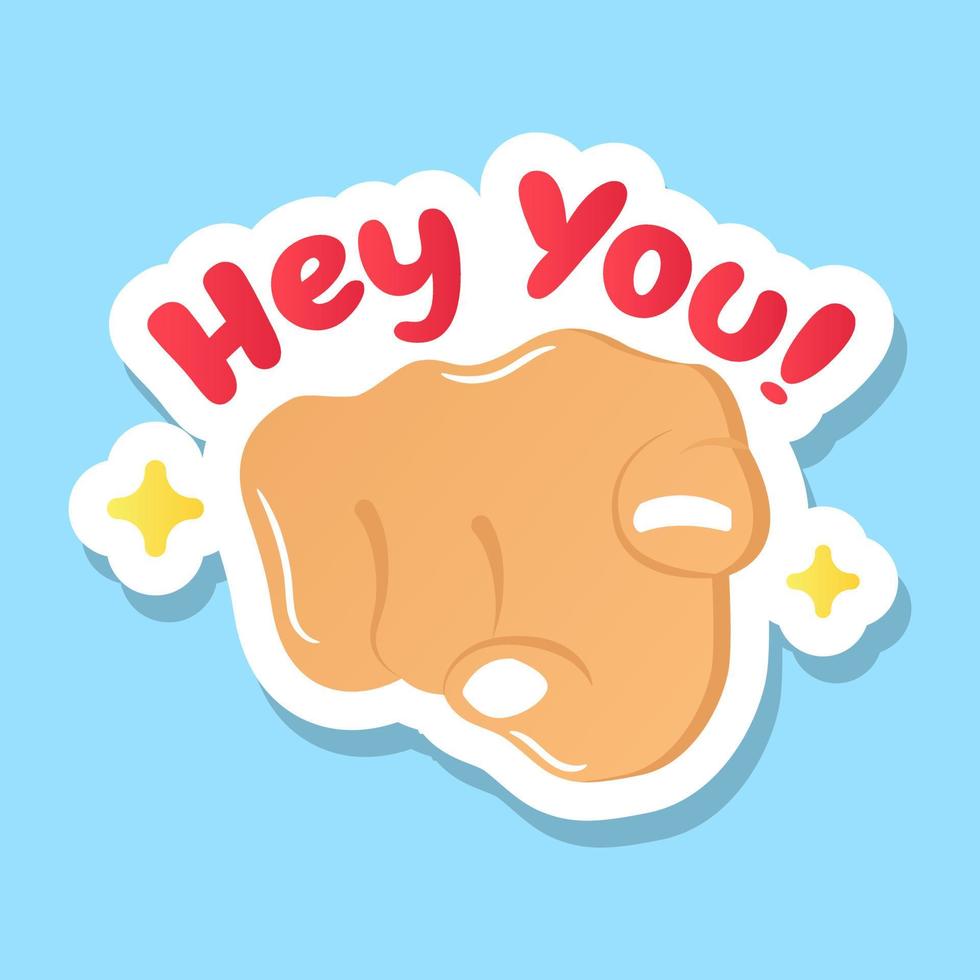 un puñetazo con hey you text, pegatina plana vector