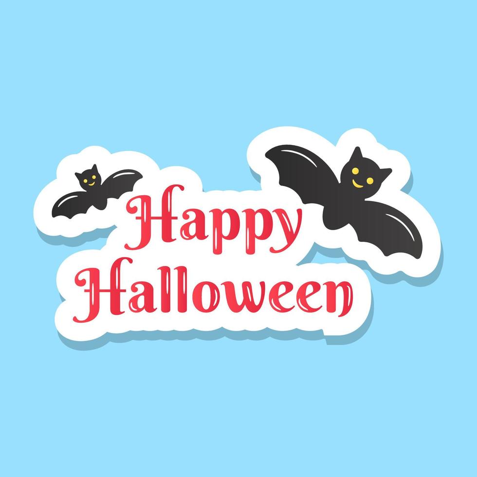 una pegatina de feliz halloween con murciélagos vector