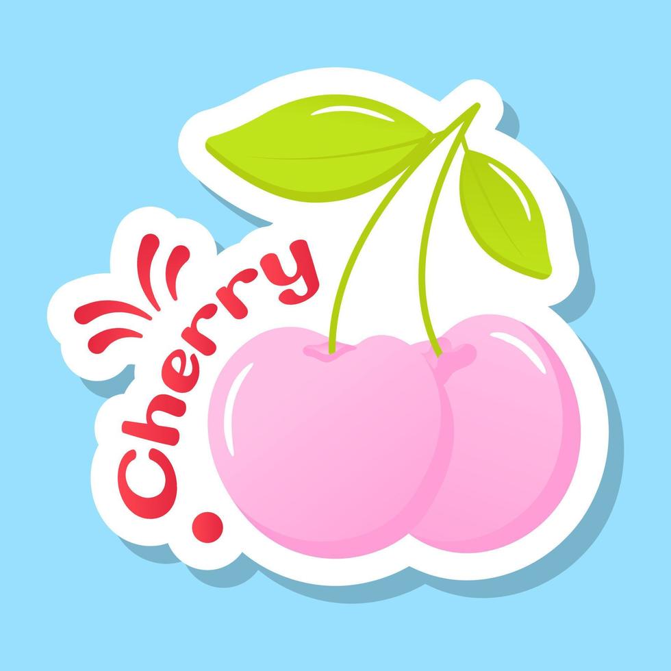 Cherries in flat sticker style, editable vector