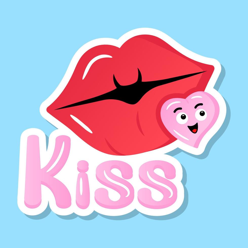 A kiss flat sticker in editable style vector