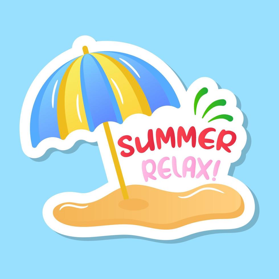 A sunshade or beach umbrella sticker, cute beach vector