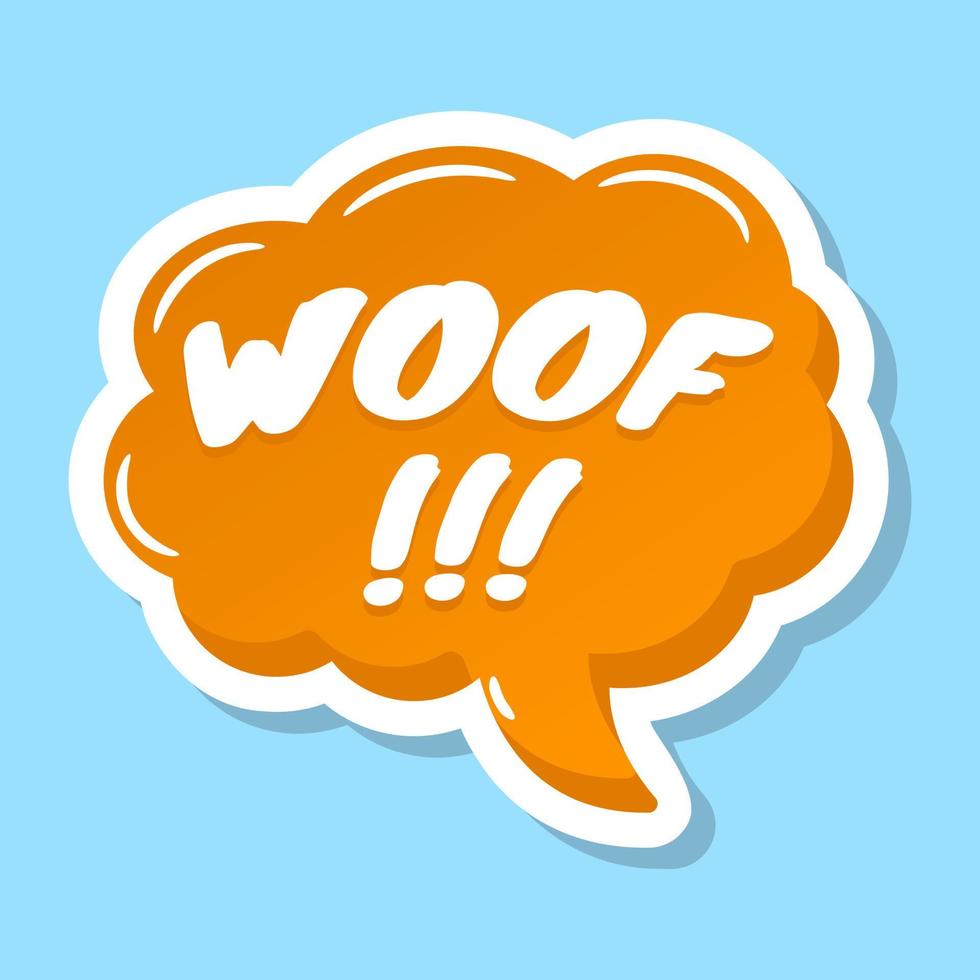 A woof bubble in flat editable sticker vector