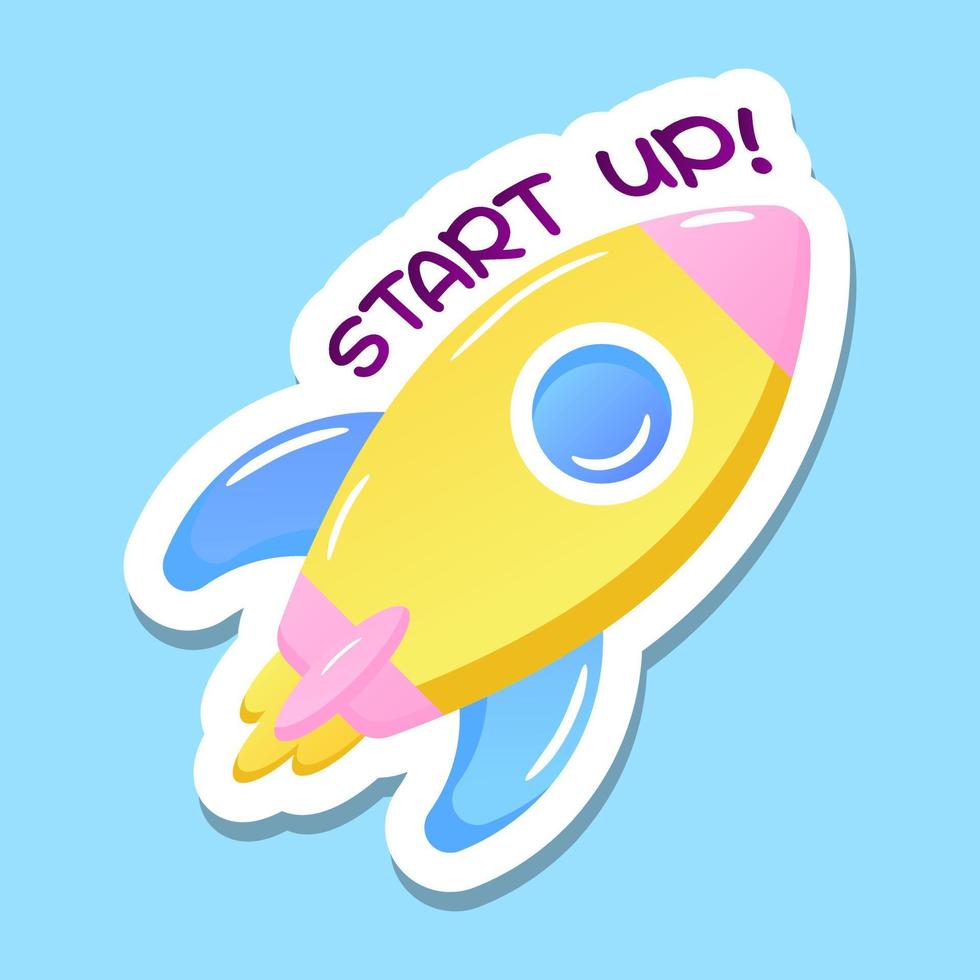 Rocker in flat sticker, startup vector