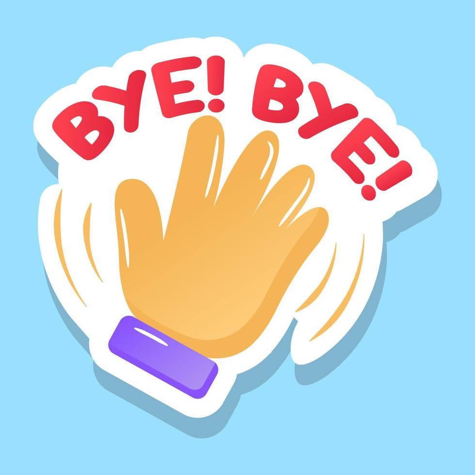 Bye bye flat vector, hand sticker vector