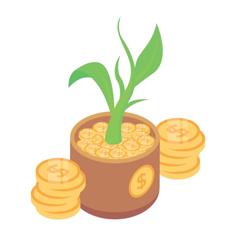 Dollar plant icon design, trendy icon of business growth vector