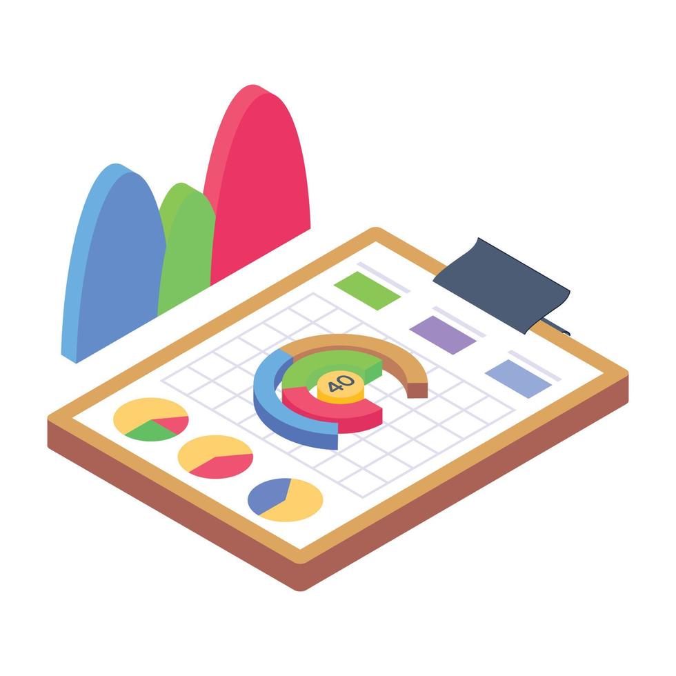 Online data infographic icon, isometric design of web analytics vector