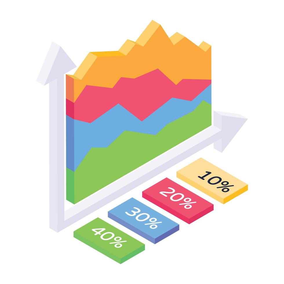 A chart growth isometric icon design vector