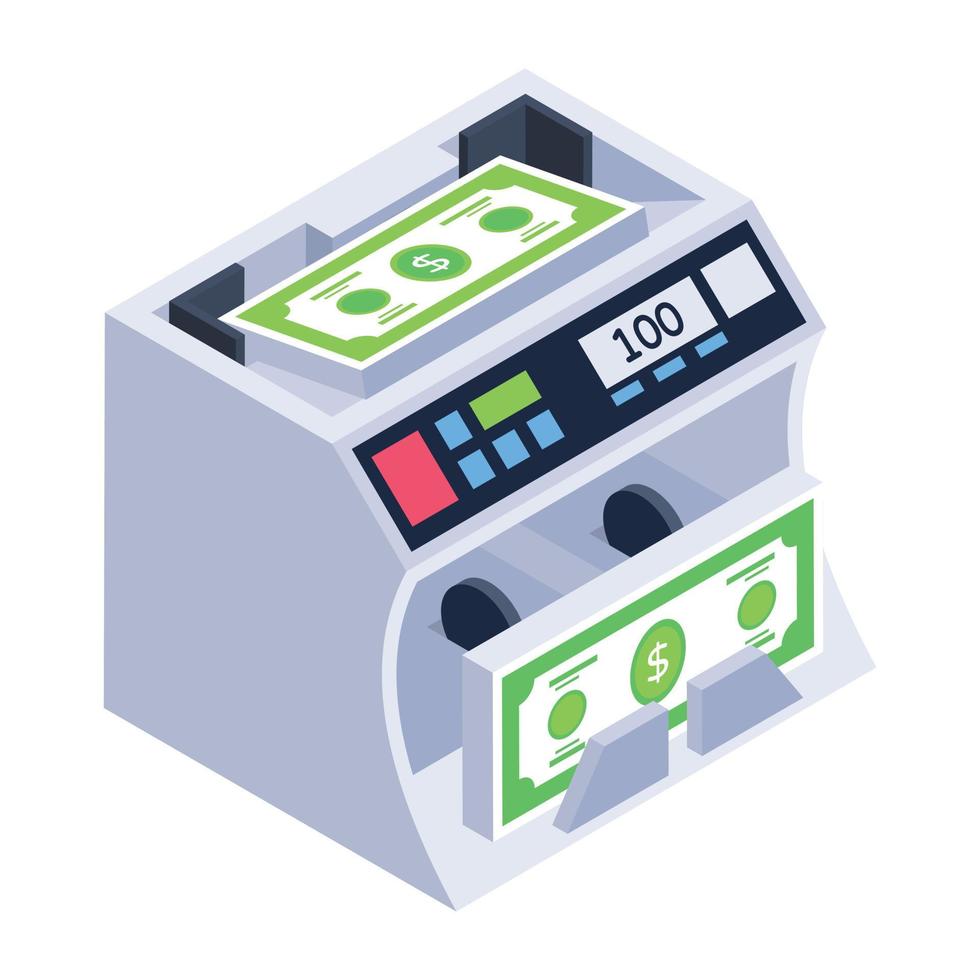 A cash counting machine isometric icon design vector