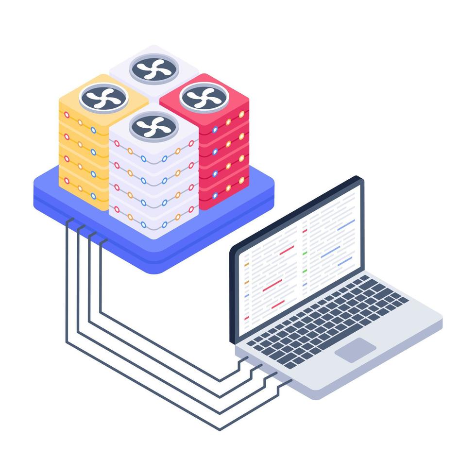 A data display icon in isometric design vector