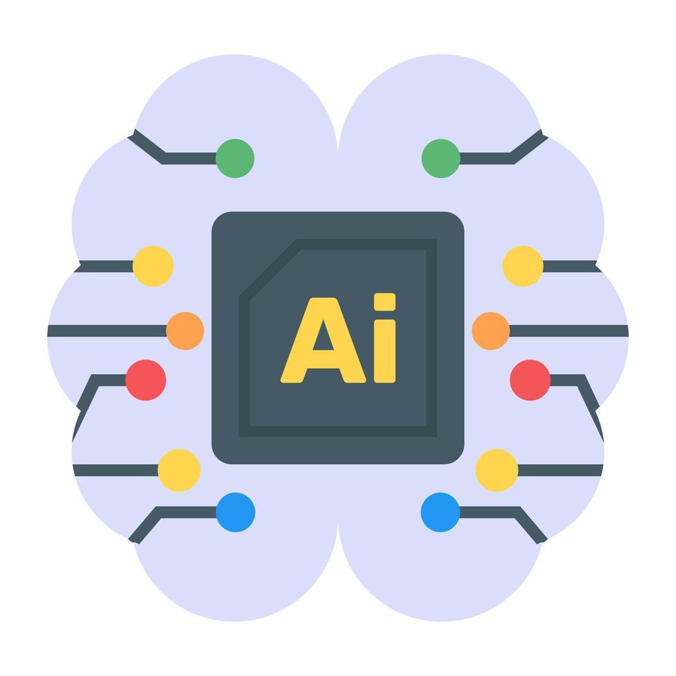 Microchip in flat icon, editable vector