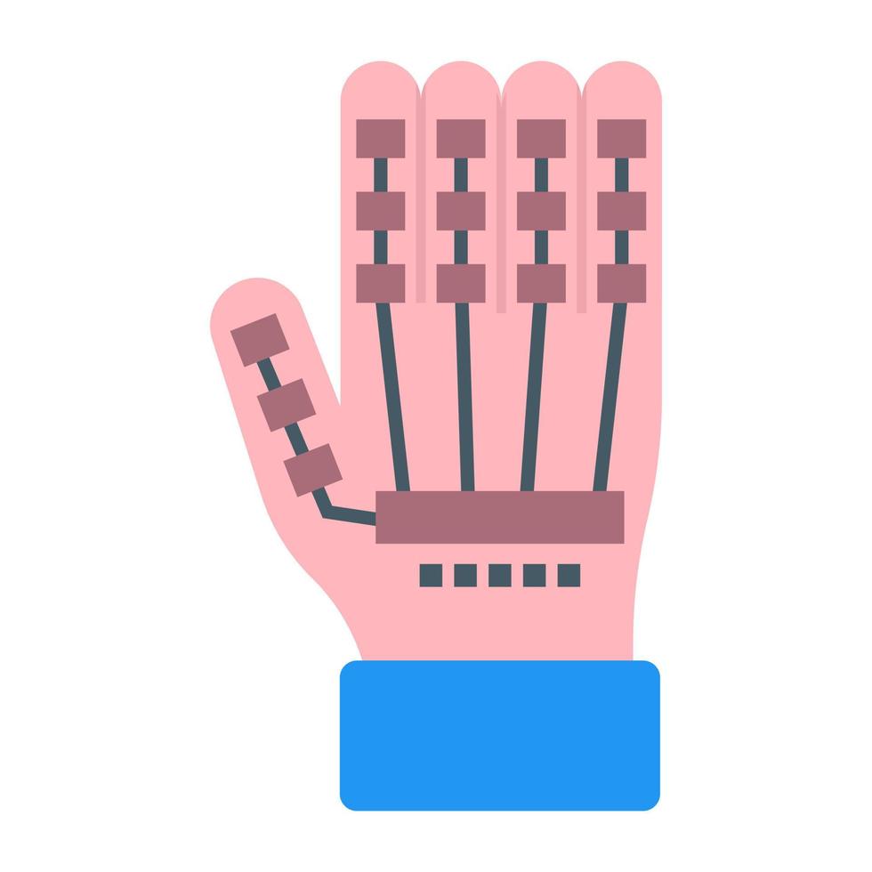 icono plano único de mano robótica vector