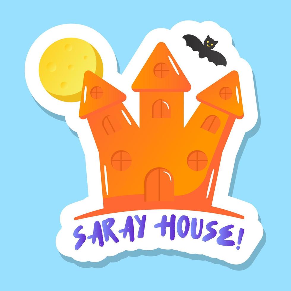 Scary haunted building, flat sticker of halloween castle vector